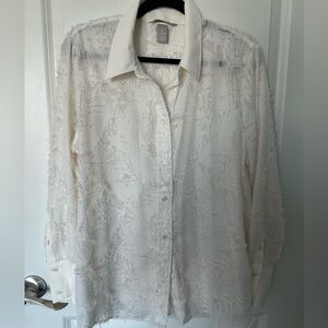 H&M White Textured Blouse